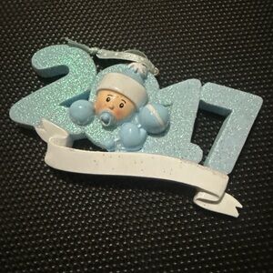 Blue Glitter Baby’s Christmas 2017 Ornament
